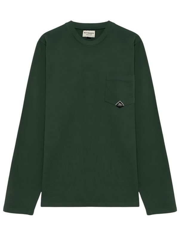 Roy Roger's T-shirt Pocket LS in Jersey Verde Frontale