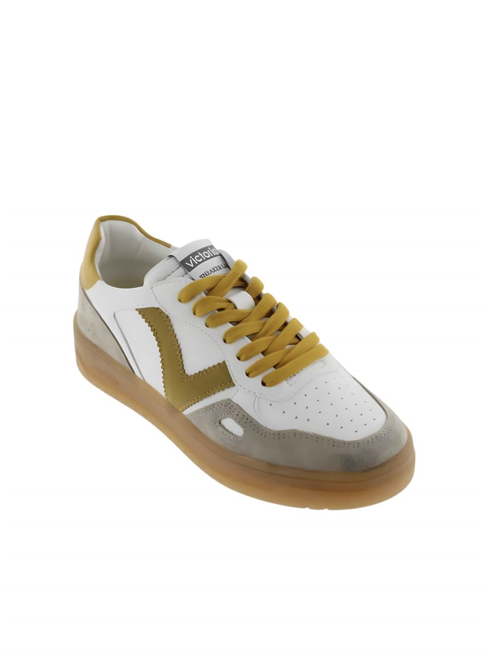 Victoria Seul Split Leather Effect Unisex Sneaker Mustard Front