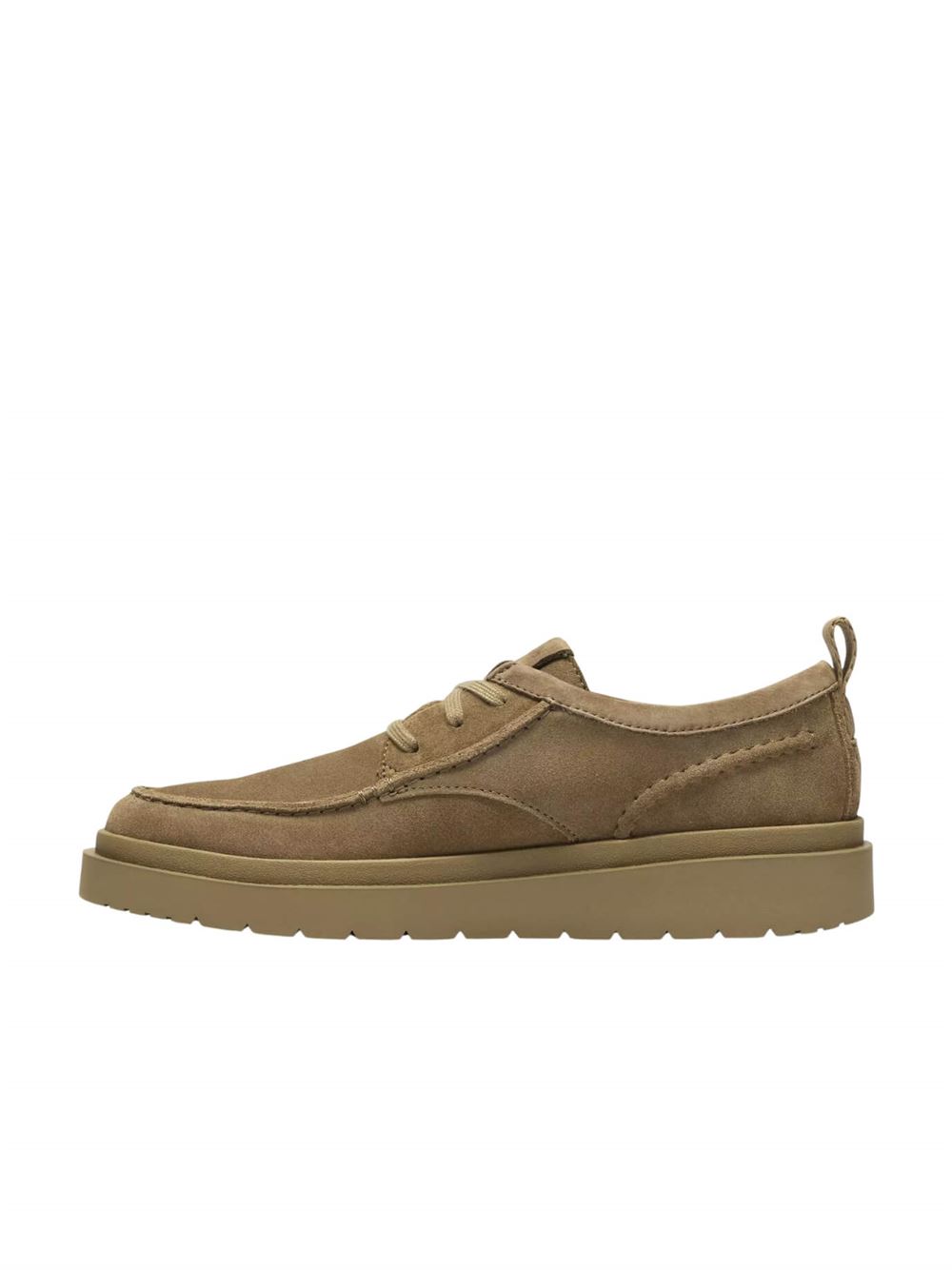 Clarks Scarpe Polden Moc Dark Sand Left Side