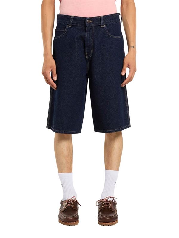 Dickies Shorts 958 13-Inch Loose Blu Denim Lavato Frontale