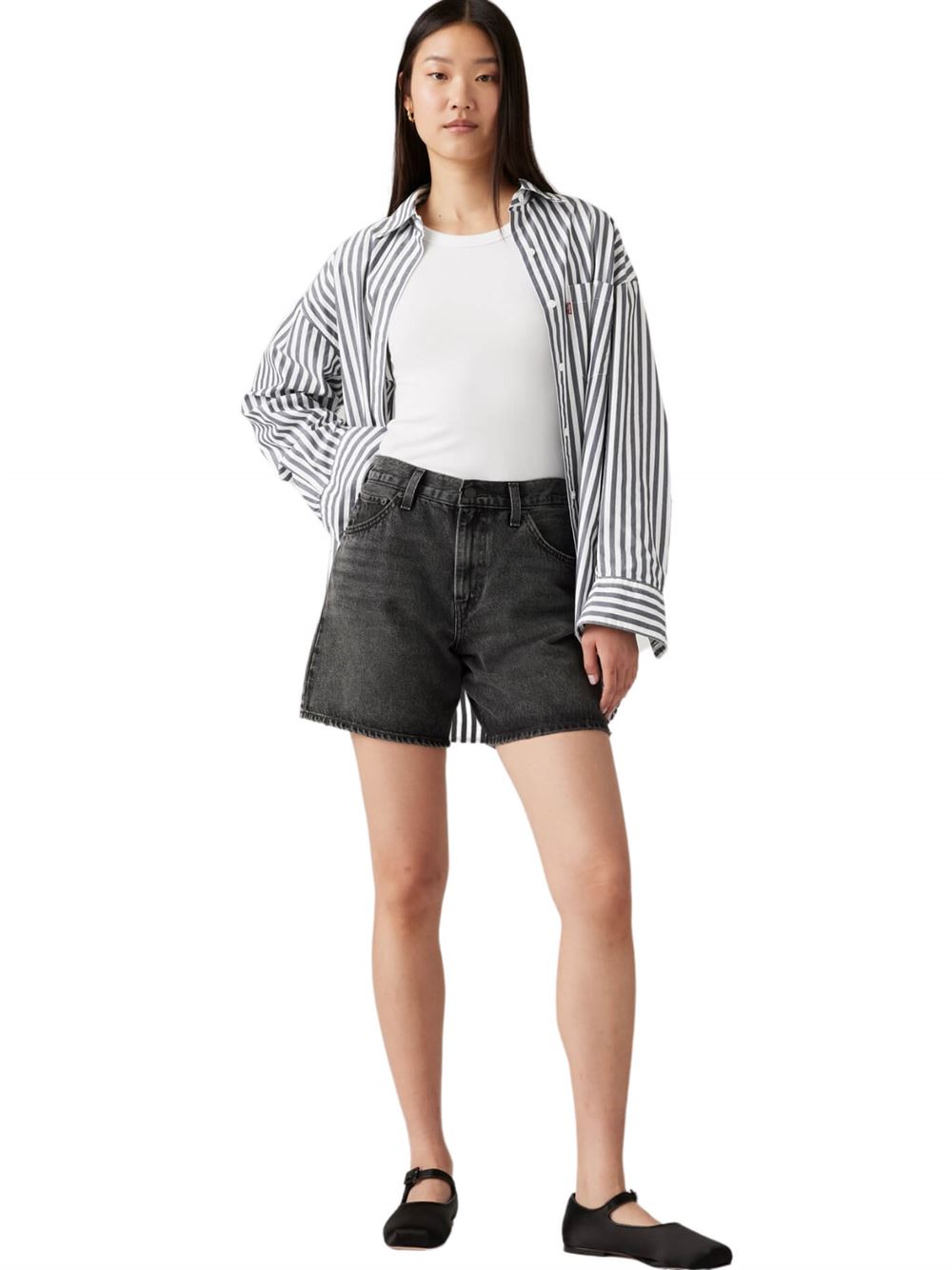 Levi's High Baggy Shorts Black Frontal