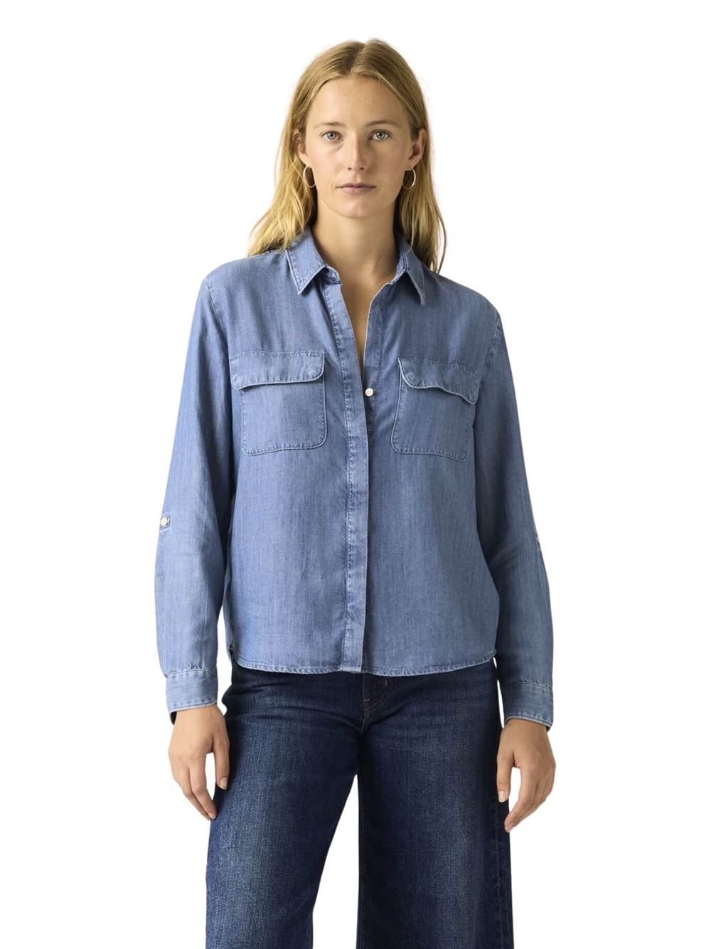 Levi's Camicia Elaine Utility Lightweight Blu Chill Girl Frontale Intera