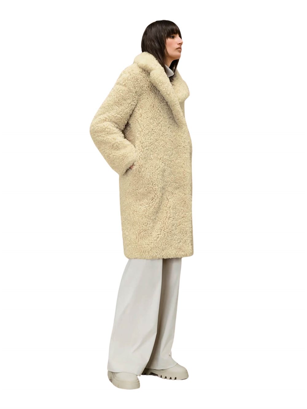 RRD Lamb Coat Wom Jkt Beige Frontal