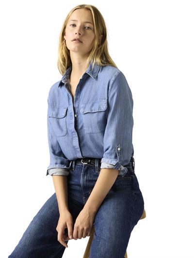 Levi's Camicia Elaine Utility Lightweight Blu Chill Girl Frontale