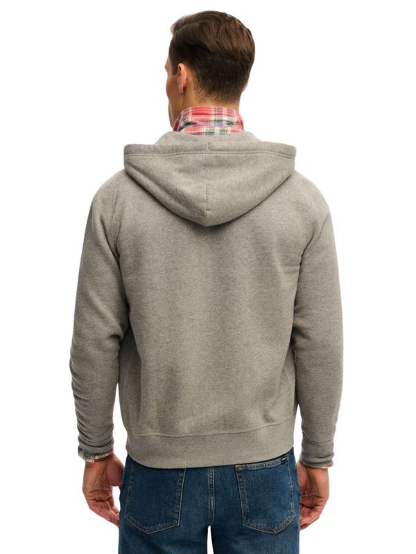 Superdry Felpa Monogram Embroidered Zip Hoodie Grigio Scuro Retro