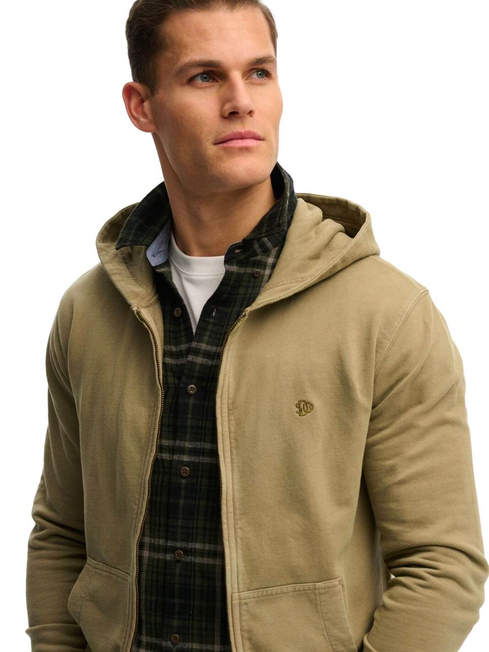 Superdry Felpa Classic Essential Zip Hoodie Salvia Argentata Dettaglio