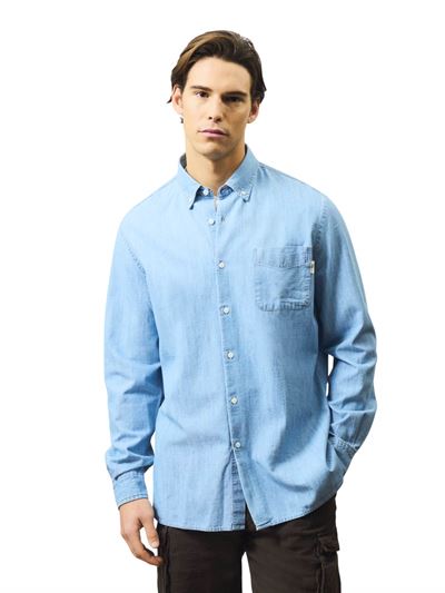 Roy Roger's Camicia Chambray Bleach Denim Frontale