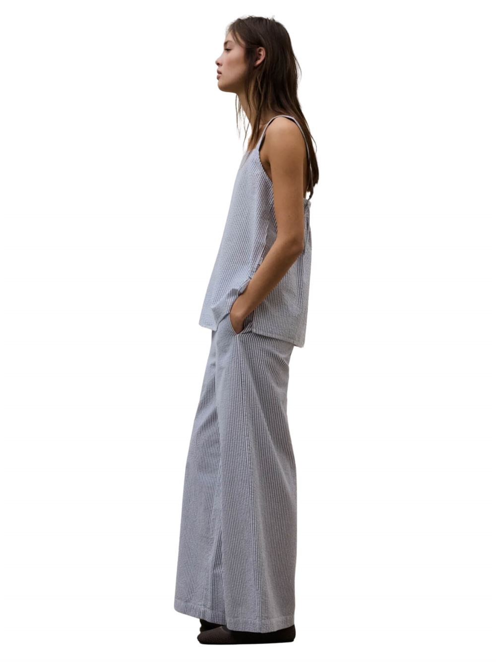 Ecoalf Camicia Aria Bianco Blu Lato