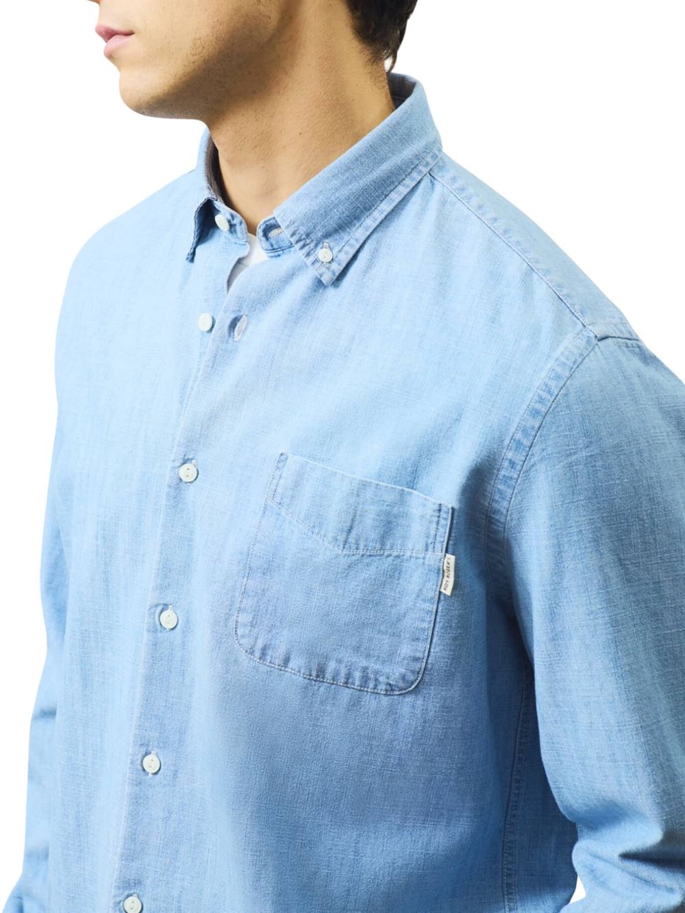 Roy Roger's Chambray Shirt Bleach Denim Detail