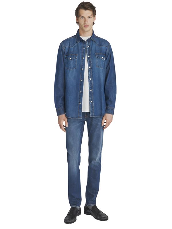 Roy Roger's Camicia Martin Denim Frontale Intera