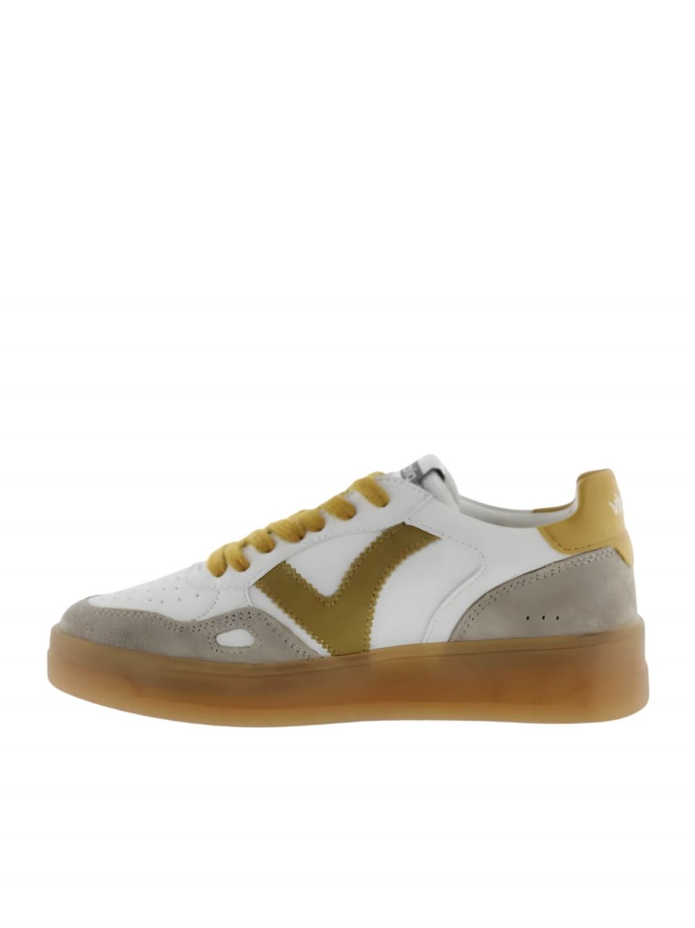 Victoria Seul Split Leather Effect Unisex Sneaker Mustard Left Side
