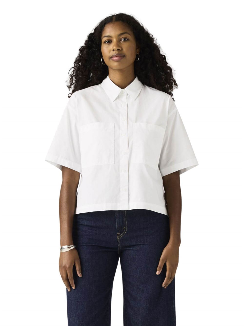 Levi's Camicia a Maniche Corte Harlie Bianco Frontale Intera