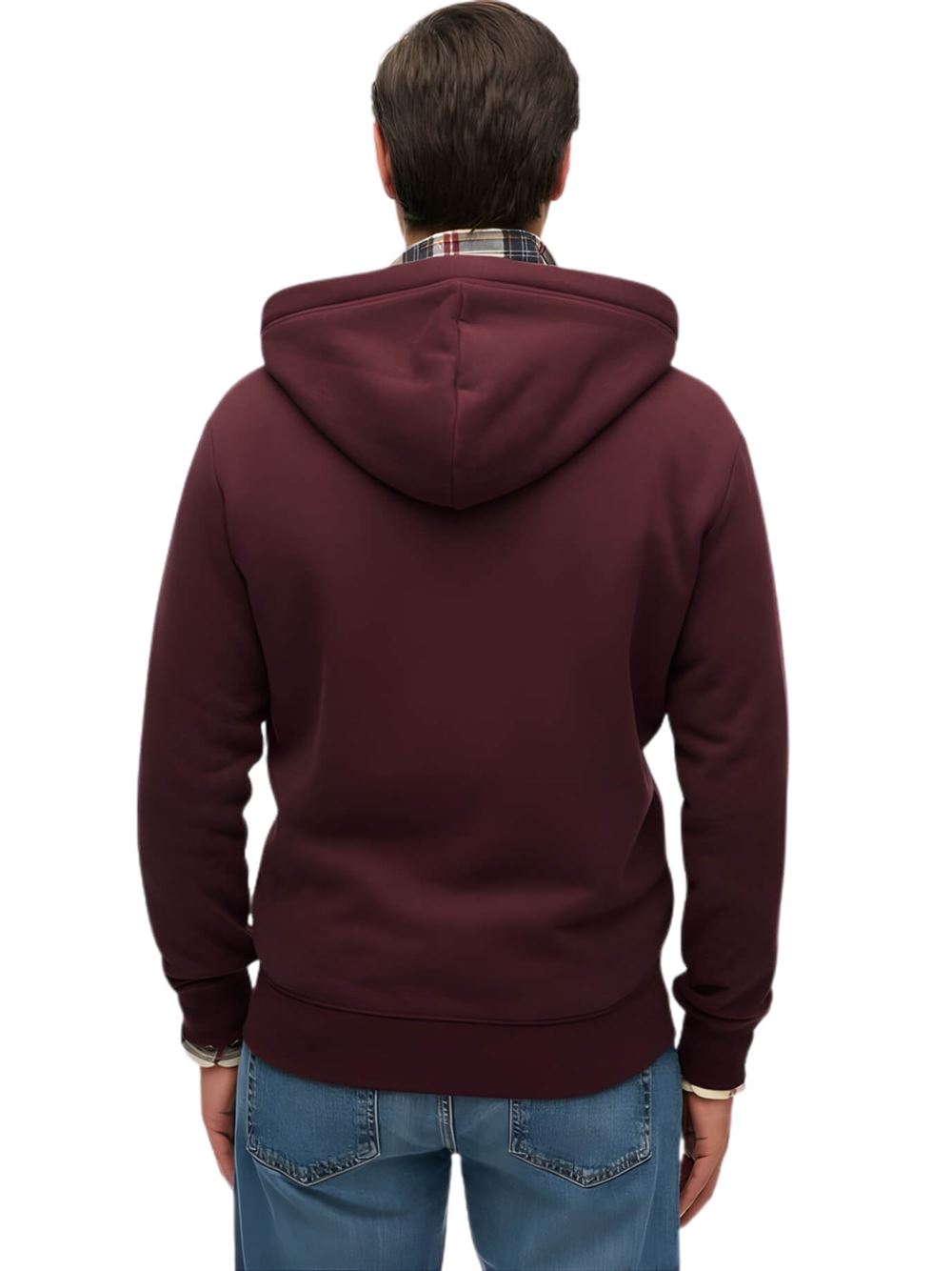 Superdry Essential Logo Zip Hoodie Tawny Port Marl Back