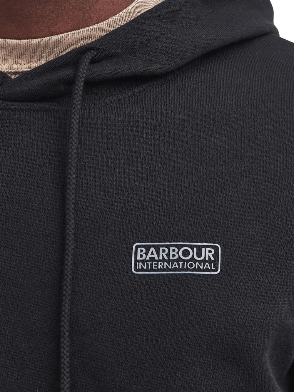 Barbour International Small Logo Hoodie Black Logo