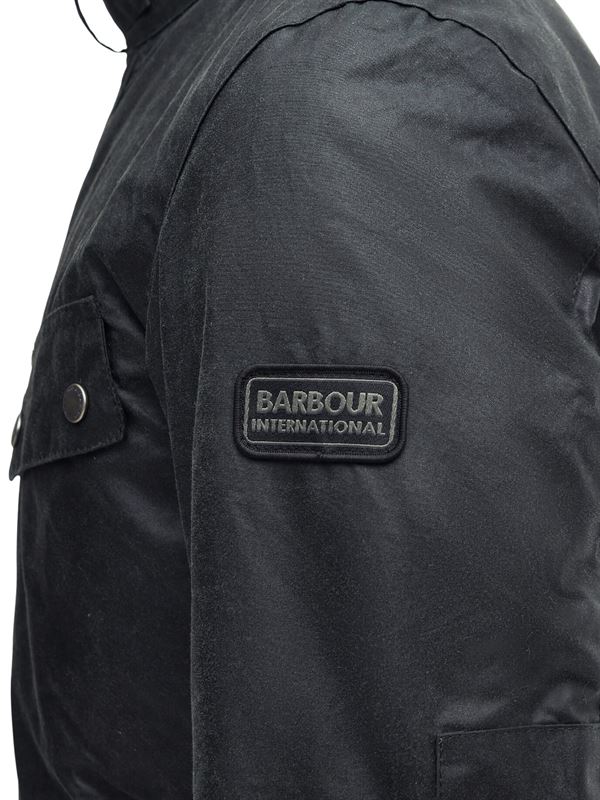 Barbour International Duke Waxed Jacket Sage Logo