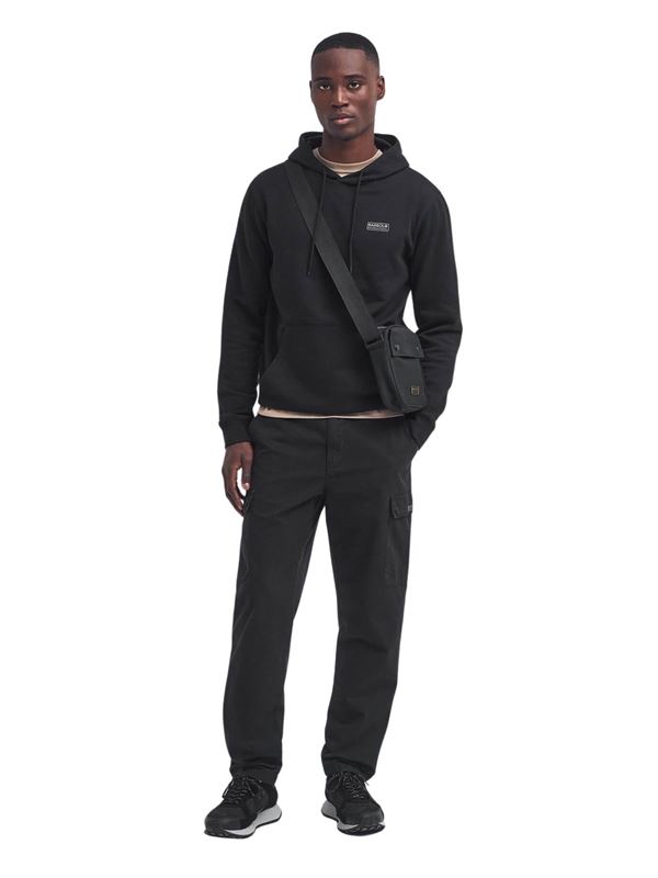 Barbour International Felpa Small Logo Hoodie Nero Frontale Intera