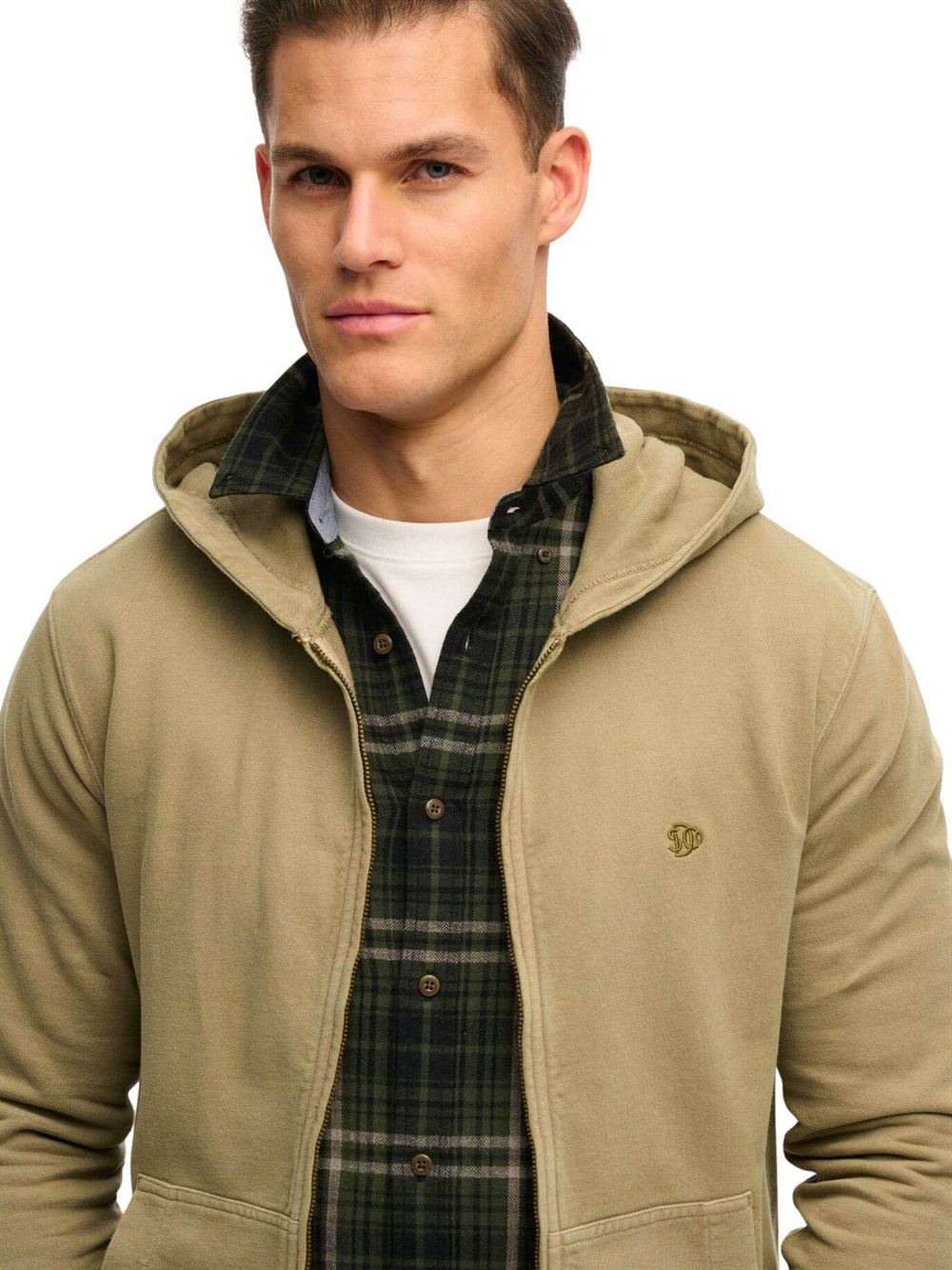 Superdry Felpa Classic Essential Zip Hoodie Salvia Argentata Logo