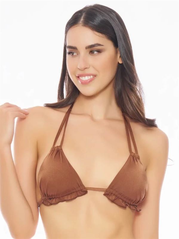 Miss Bikini Costume Satinato con Rouches SS25 Roma Dettaglio Top Frontale