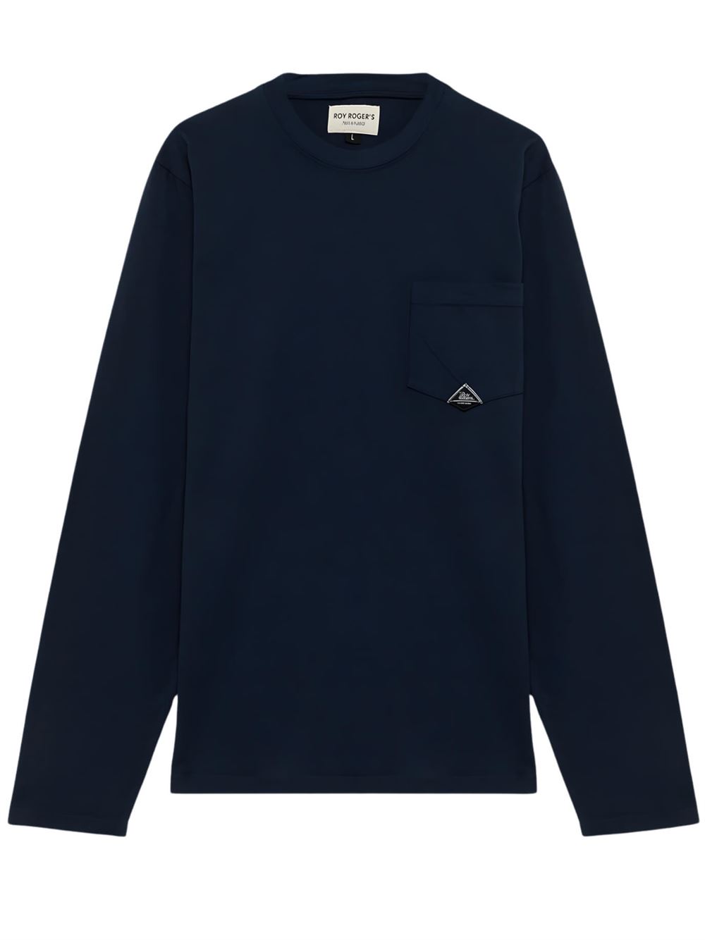 Roy Roger's T-shirt Pocket LS in Jersey Blu Navy Frontale