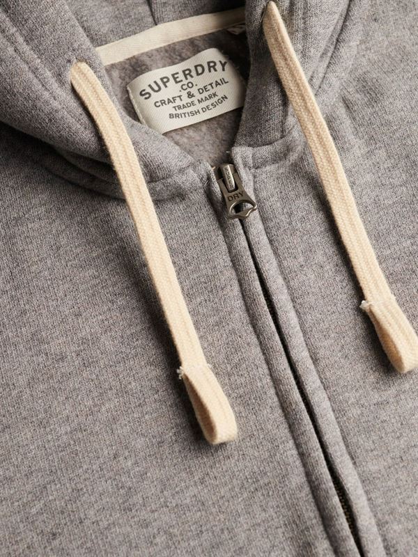 Superdry Felpa Monogram Embroidered Zip Hoodie Grigio Scuro Etichetta