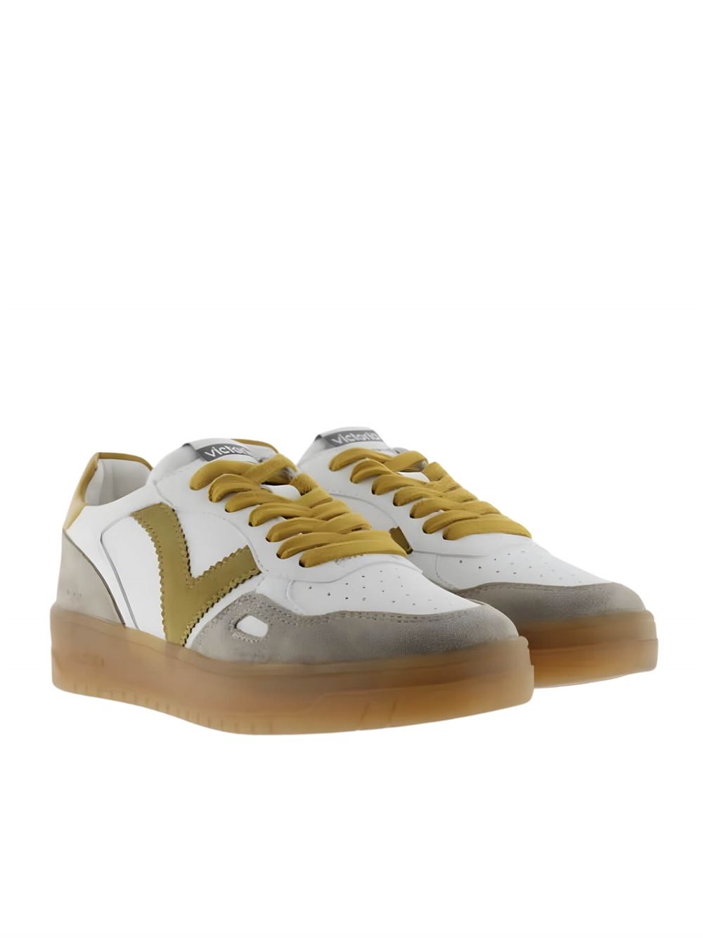 Victoria Seul Split Leather Effect Unisex Sneaker Mustard