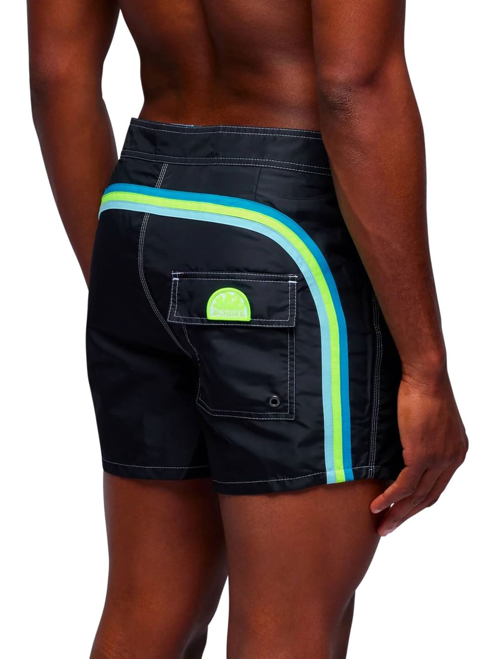 Sundek Costume da Bagno Corto Iconic Taffeta Nero Retro