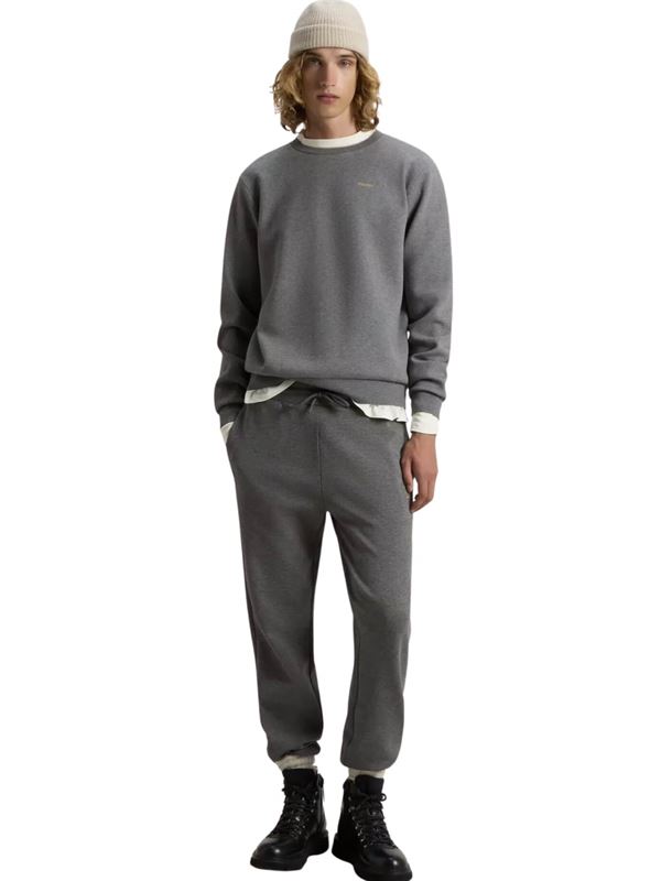 Woolrich Felpa Logo Interlock Carbone Melange Frontale Intera