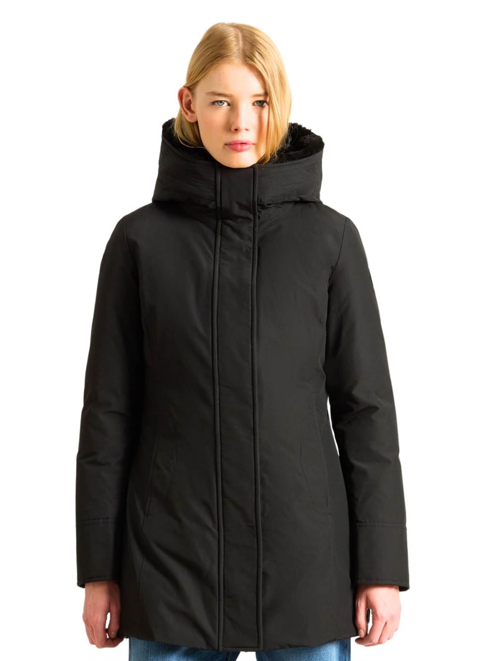 Woolrich Boulder Faux Fur Parka Black Front