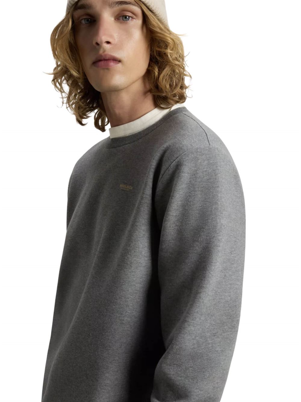 Woolrich Felpa Logo Interlock Carbone Melange Lato