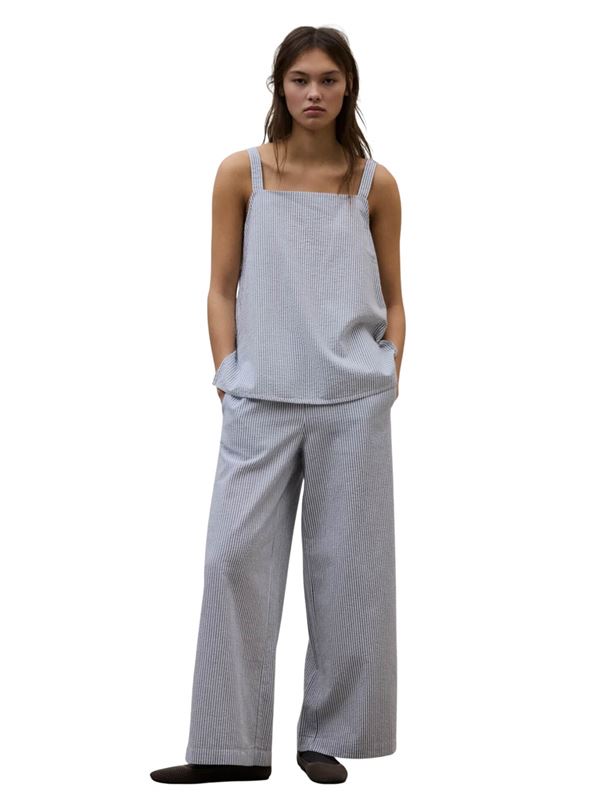 Ecoalf Camicia Aria Bianco Blu Frontale Intera