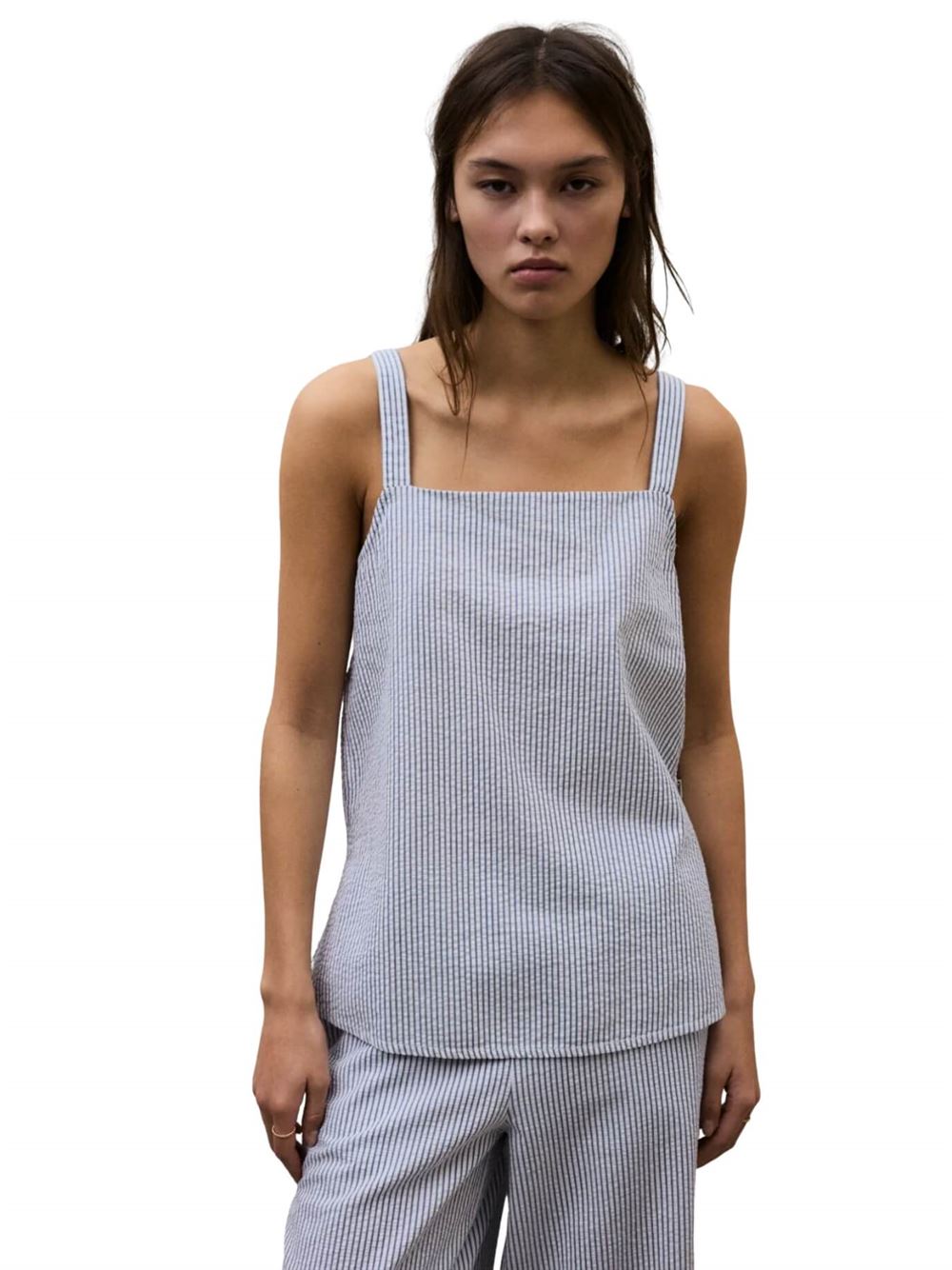 Ecoalf Camicia Aria Bianco Blu Frontale