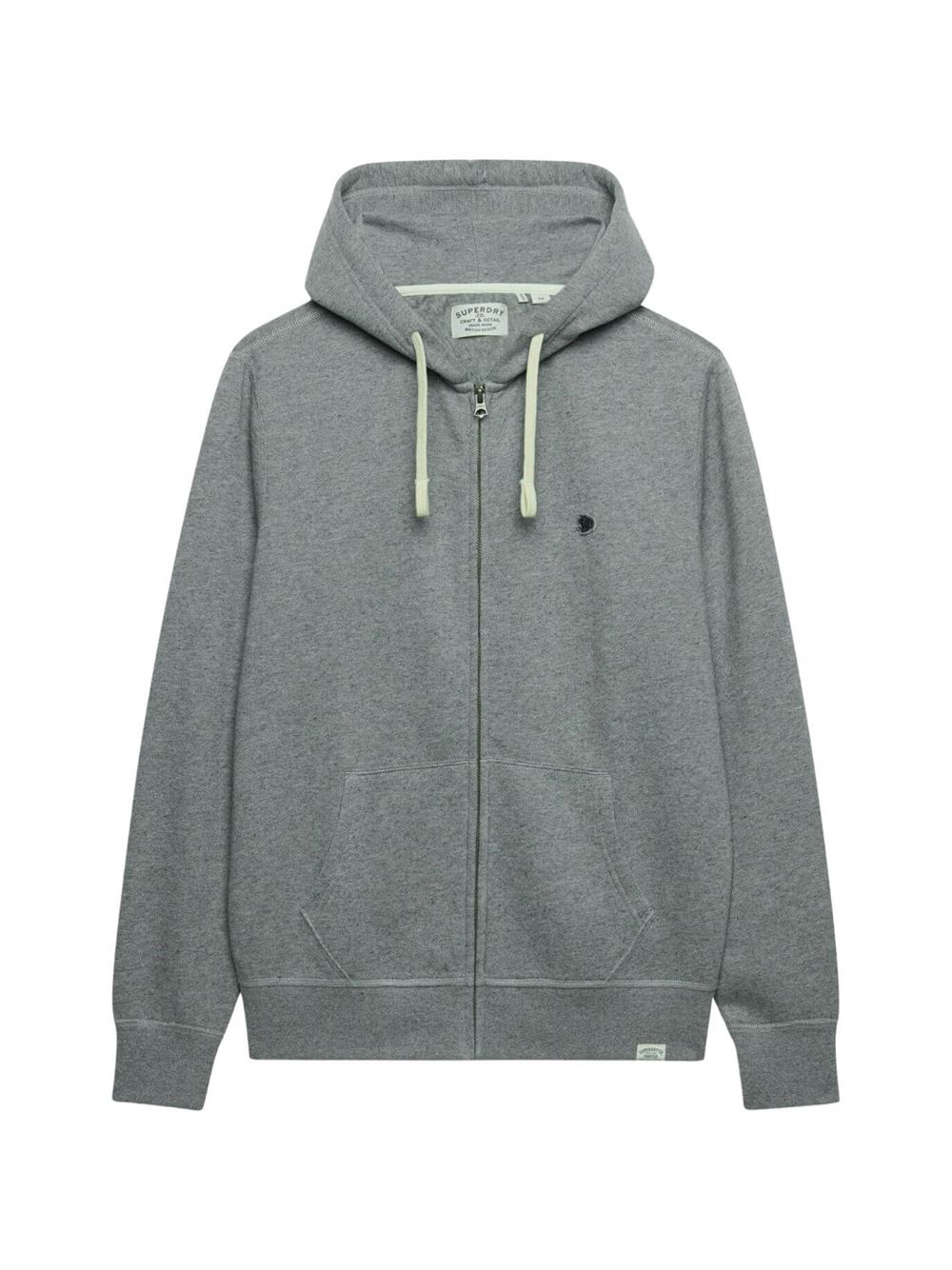 Superdry Felpa Monogram Embroidered Zip Hoodie Grigio Scuro