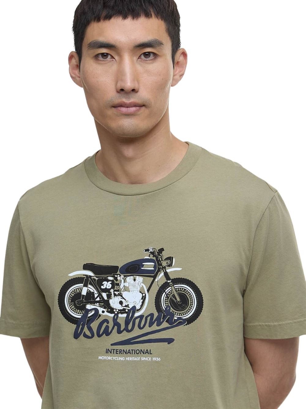 Barbour International T-shirt Stonebridge Verde Oliva Dettaglio