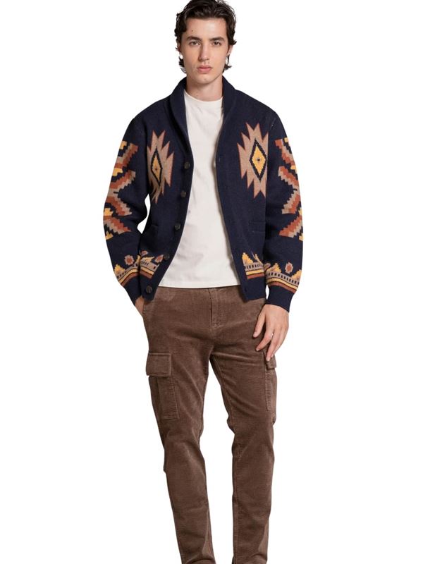 Impure Cardigan Sawyer Blu Navy Frontale Intera