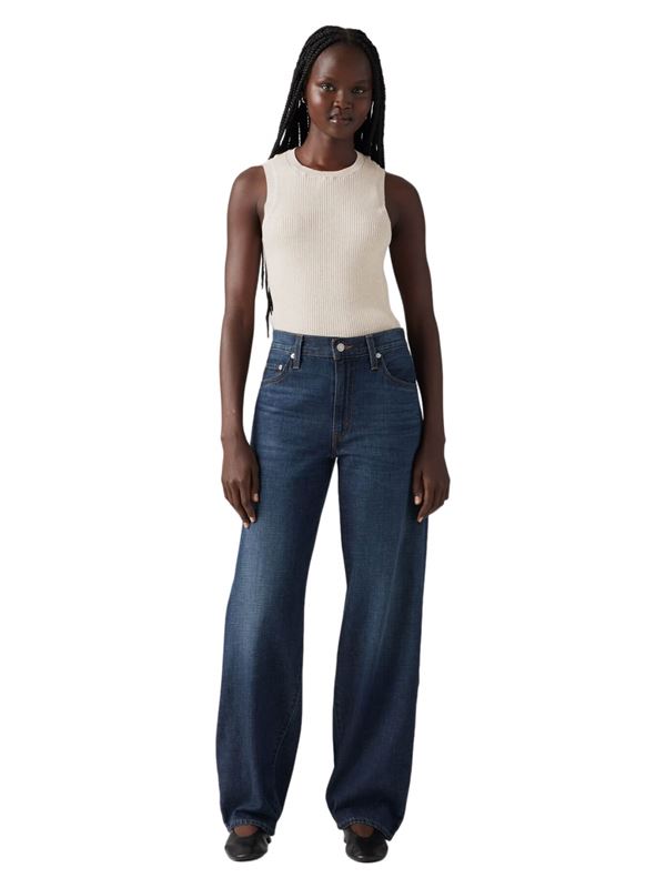 Levi’s Jeans Baggy Dad Lino + Denim Blu Do You Mind Frontale Intera