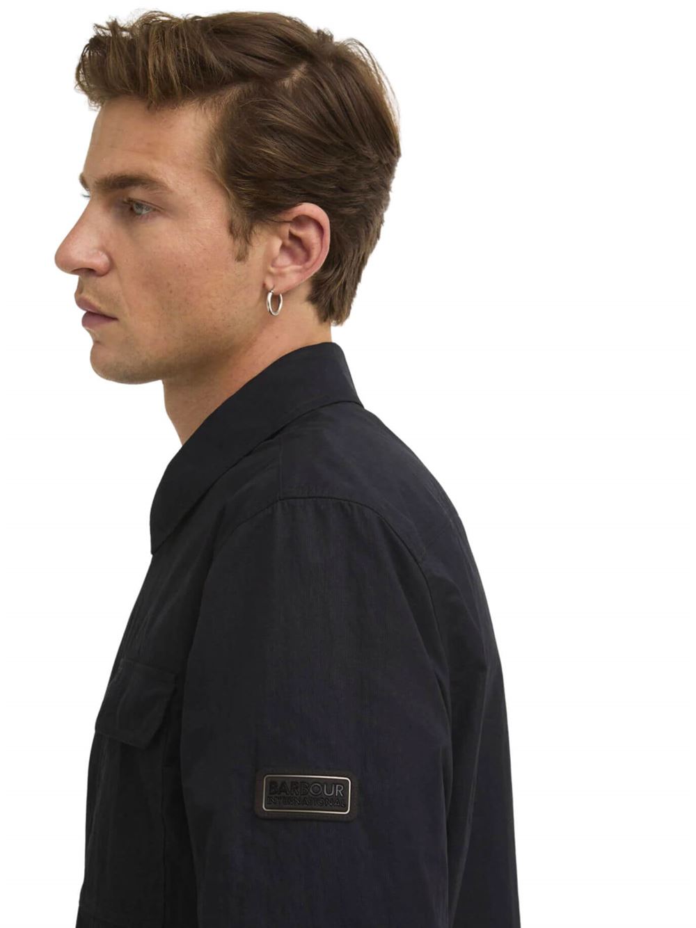 Barbour International Overshirt Warren Nero Lato
