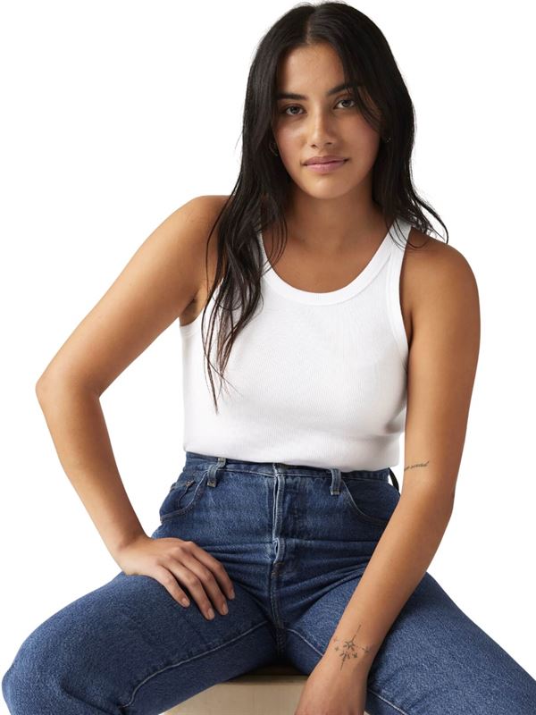 Levi's Canotta Essential Racer Tank Top Bianco Dettaglio