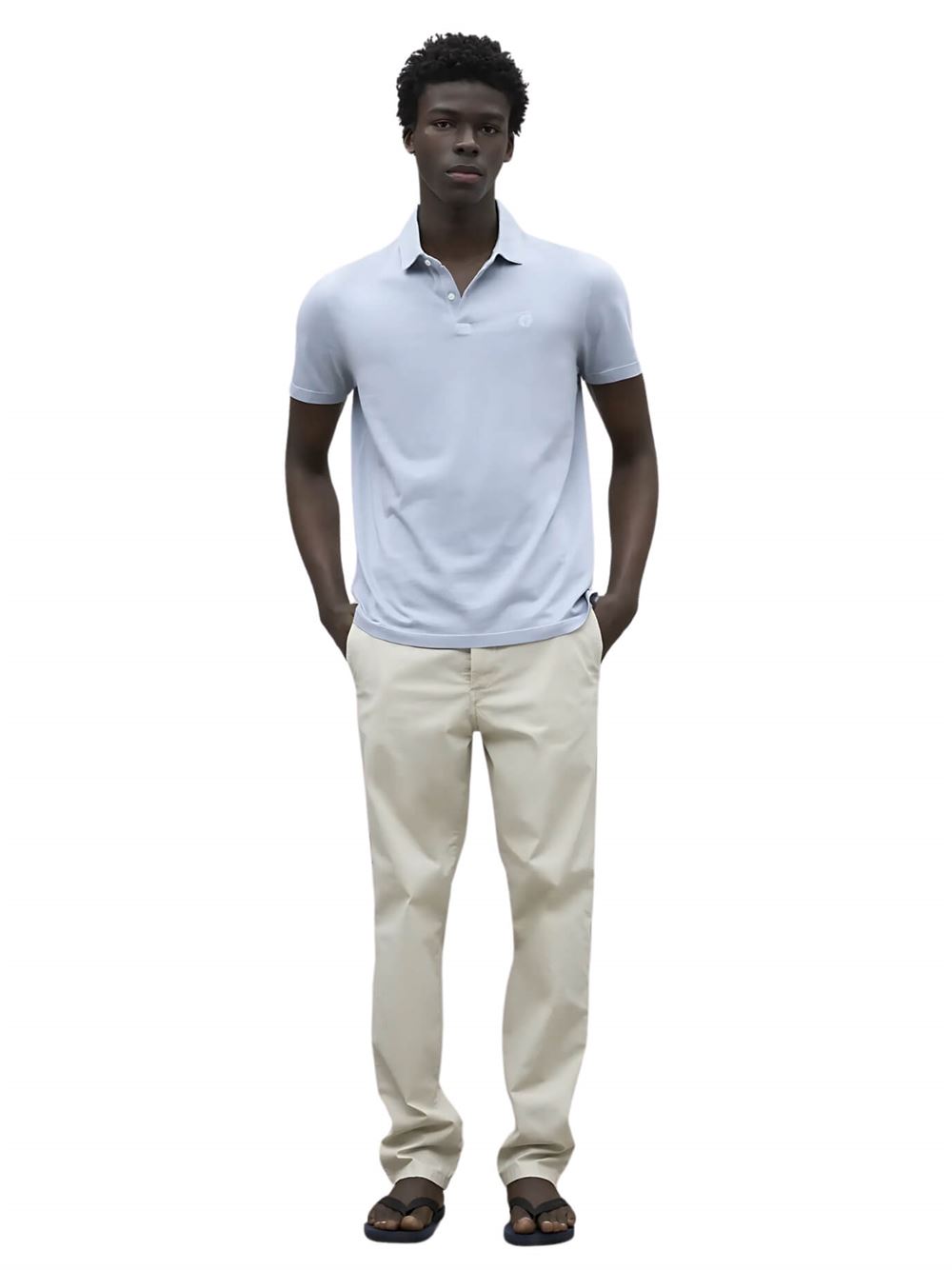 Ecoalf Polo Theo Blu Polvere Frontale Intera