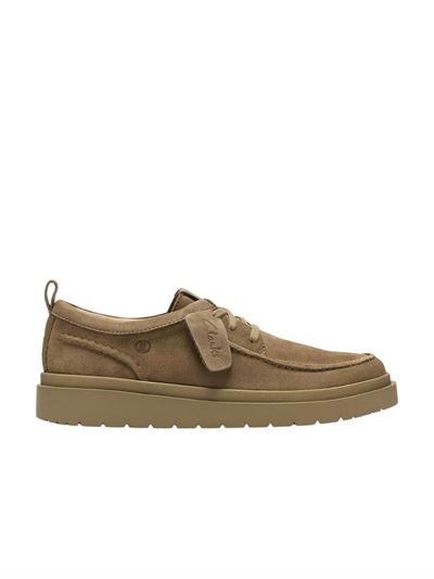 Clarks Scarpe Polden Moc Sabbia Scuro Lato Destro