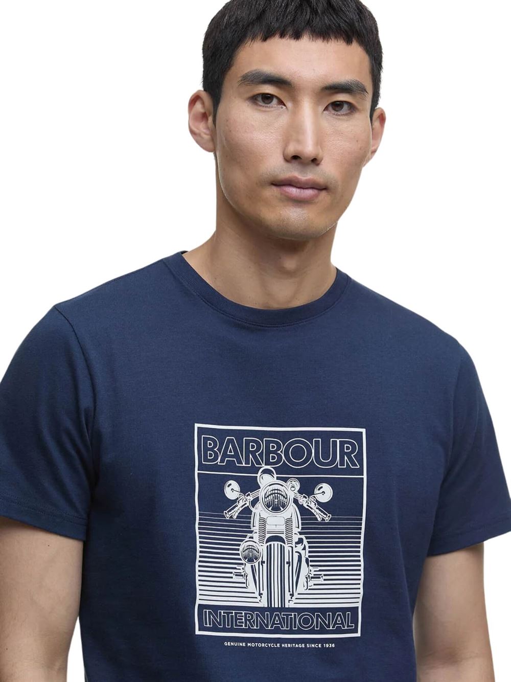 Barbour International T-shirt Track Blu Navy Dettaglio