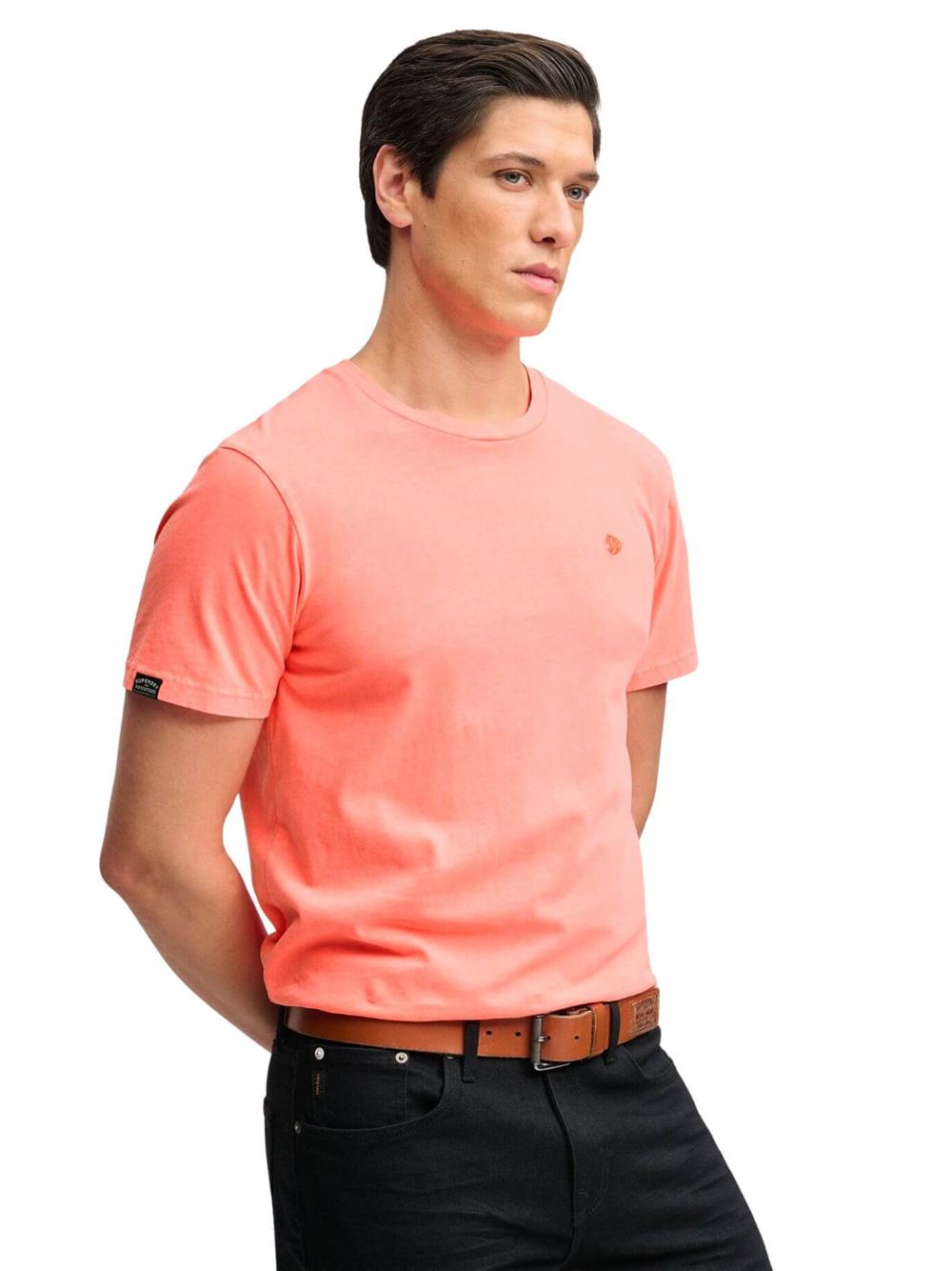 Superdry T-shirt Essential Neon Classica Arancione Fiamma Dettaglio