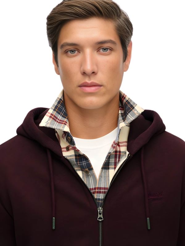 Superdry Essential Logo Zip Hoodie Tawny Port Marl Detail