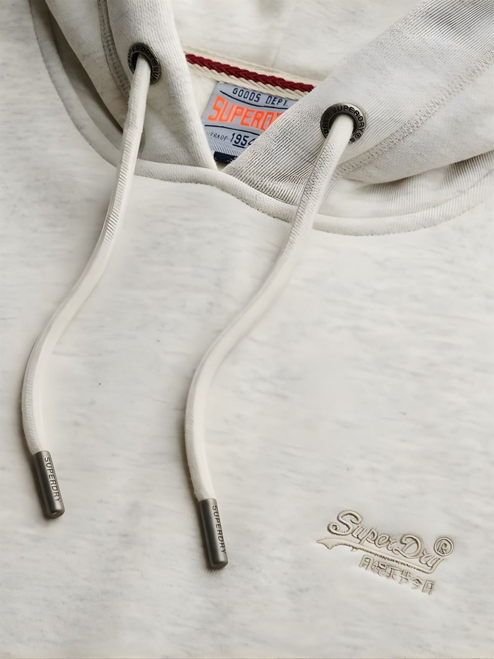 Superdry Felpa Essential Logo Hoodie Straw Grey Marl Ricamo