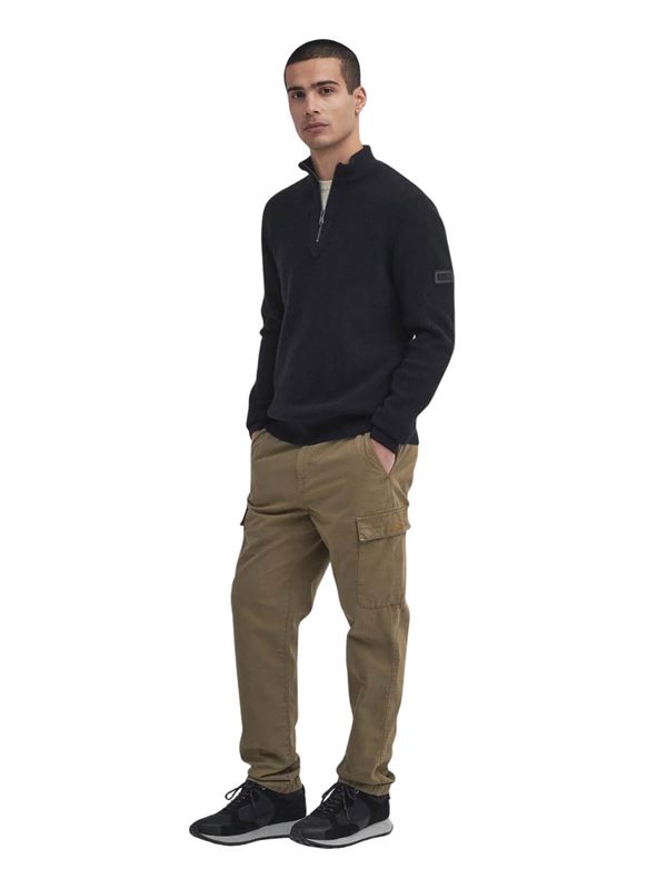 Barbour International Maglione Crawley Zip Corta Nero Frontale Intera