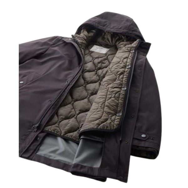 Woolrich Cappotto 3 in 1 con giacca trapuntata removibile Stretch 3IN1 Padded Coat  black S interno
