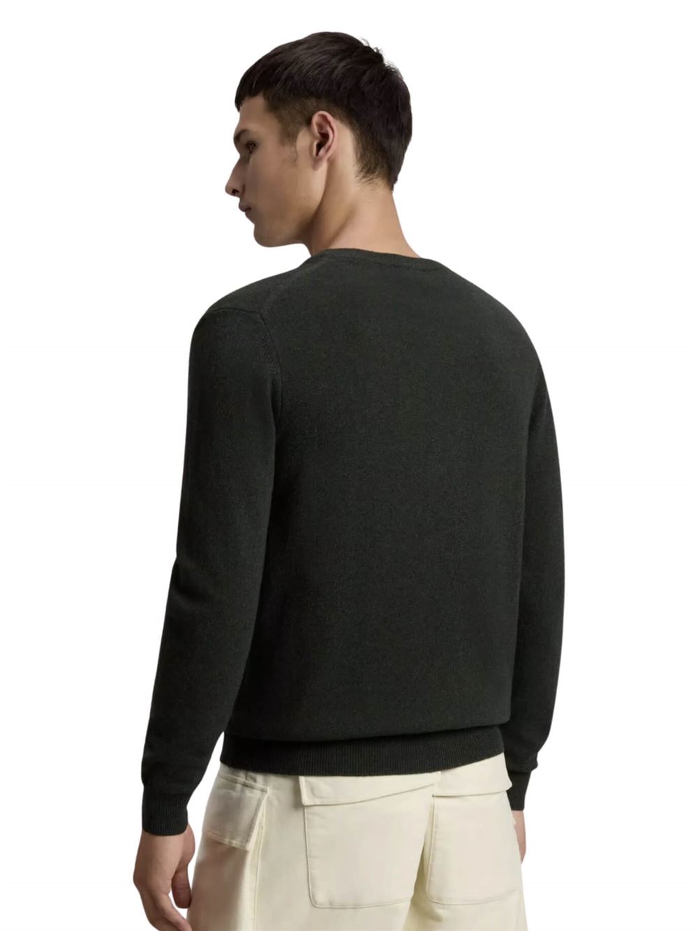 Woolrich Lambswool Crewneck Greenstone Back