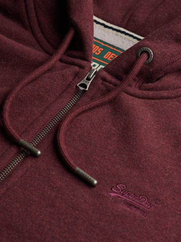 Superdry Essential Logo Zip Hoodie Tawny Port Marl Embroidery