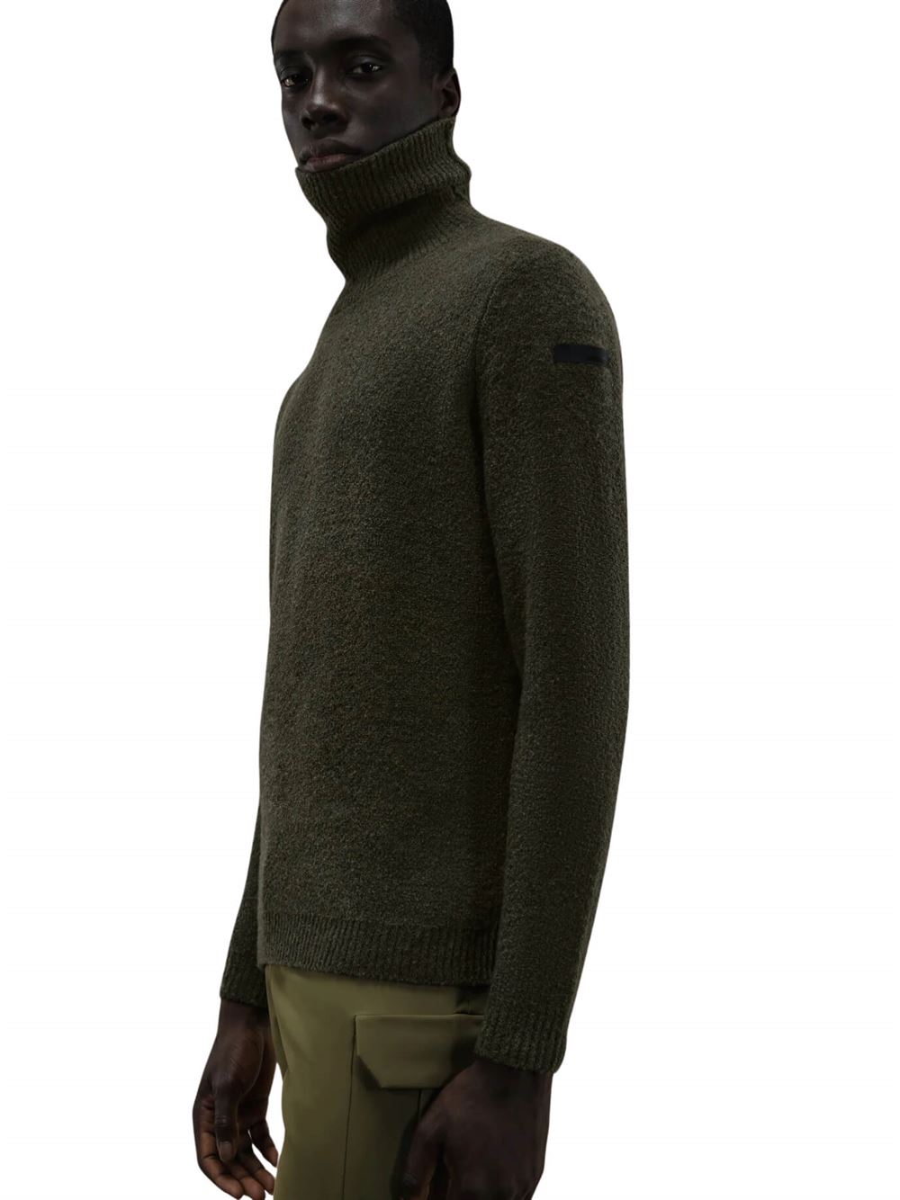 RRD Bouclè Turtleneck Knit Military Green Front