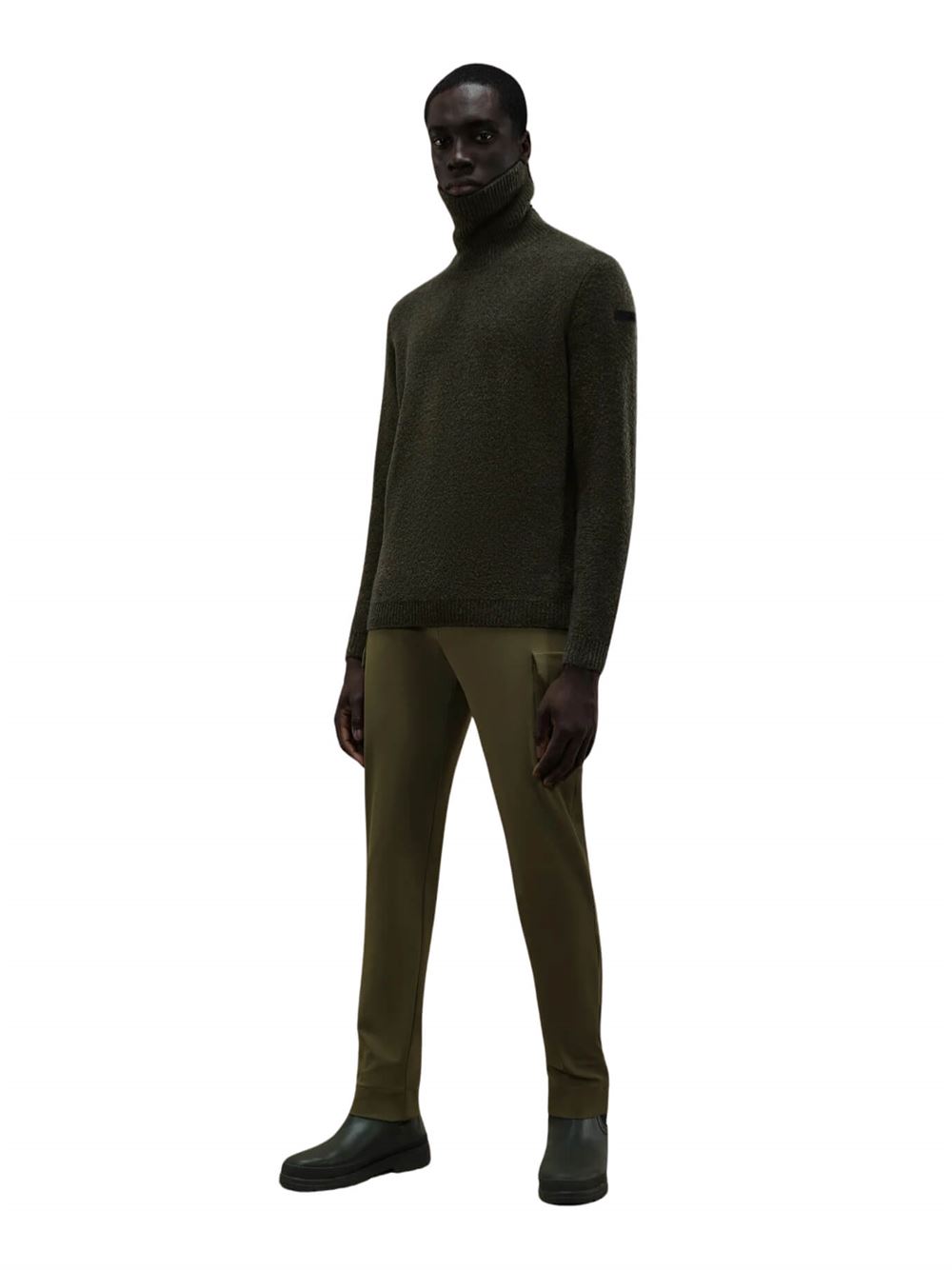 RRD Bouclè Turtleneck Knit Military Green Frontal