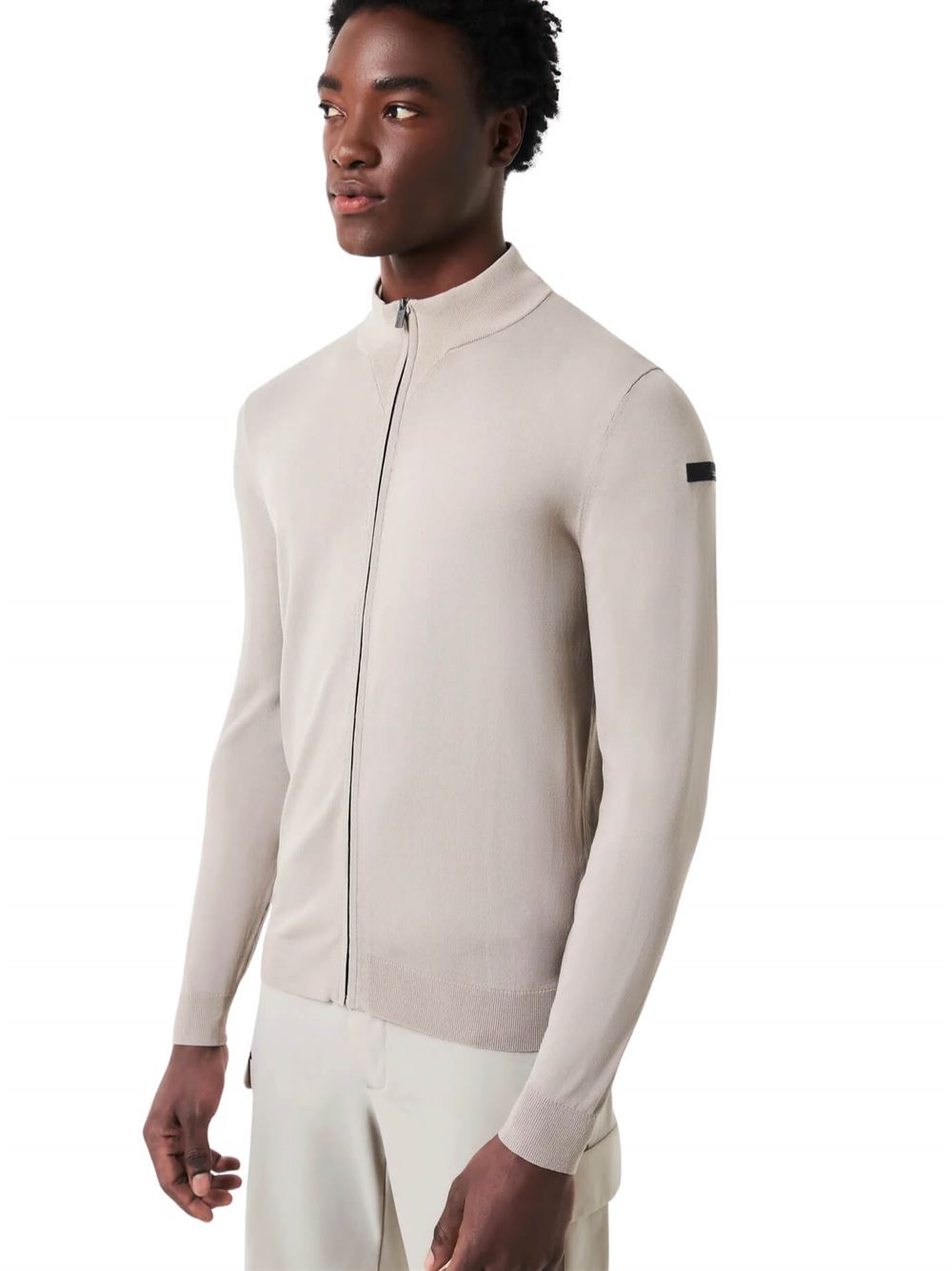 RRD Maxell Full Zip Knit White Sand Front